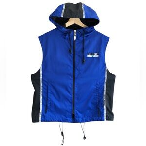 Vintage Ralph Lauren Polo Reflective Blue & Black Sport Zip Up Nylon Vest Size S